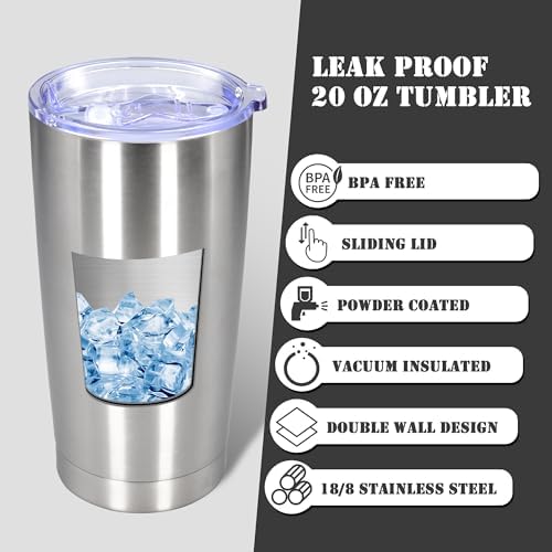 20 oz Tumbler Insulated Tumblers Stainless Steel Coffee Mug,SS 6PCS - Image 3