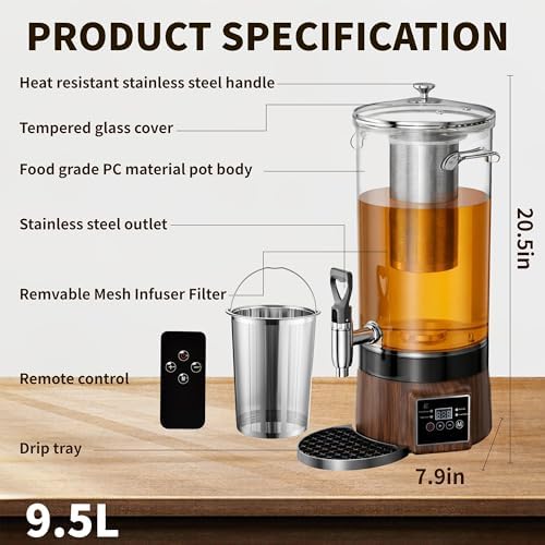 9.5L 60-Cup Tea Maker Machine, Tea Dispenser Pot, Hot Water Dispenser - Image 4