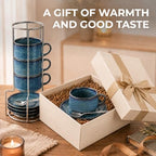 8 Ounce Cappuccino Cups Set of 4, Reactive Blue - Image 7