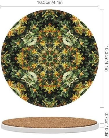 6PCS Coasters for Drinks Set, Ceramic Coasters with Cork Backing Pads, Heat Resistant Drink Coasters for Coffee Table, Natural Style Green Coaster for Tabletop Protection 4.1" Cup Mat Pad - Image 2