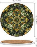 6PCS Coasters for Drinks Set, Ceramic Coasters with Cork Backing Pads, Heat Resistant Drink Coasters for Coffee Table, Natural Style Green Coaster for Tabletop Protection 4.1" Cup Mat Pad - Image 2