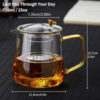 Unbreakable Glass Teapot with Infuser, Heat Resistant Borosilicate Glass, Loose Tea Infuser, 25 fl oz / 750ml, Stainless Steel Infuser, Gas Stovetop Safe - Image 5