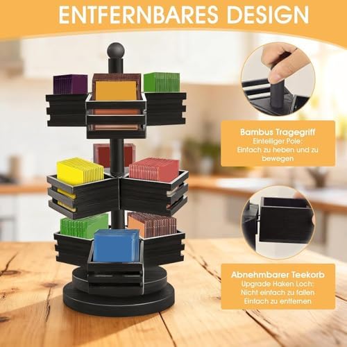 Tea Bag Organizer – Rotating 3 Levels for Storage of Tea Envelopes, for Pantry Bags | for Pantry Home Coffee Office Countertop Counter Bar - Image 4