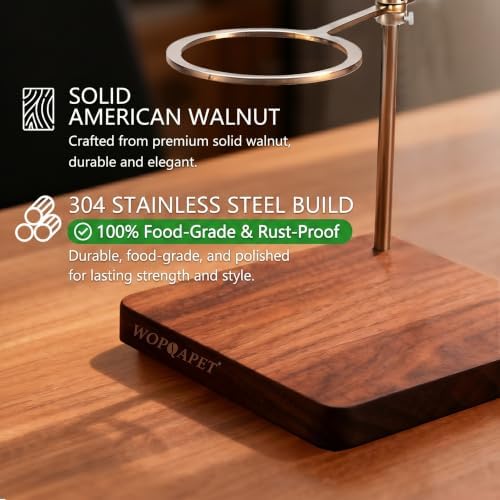 Pour Over Stand with North American Walnut Base & 360° Adjustable Coffee Filter Holder - Coffee Dripper Station for V60, Chemex & Glass Funnels - Home Barista Brew Station(Stand Only) - Image 4