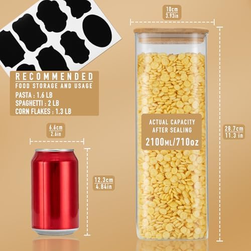 D2scrma 71oz/2.2Qt Square Glass Storage Containers with Lids 3-Pack - Image 2