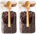 Big Glass Jars,50 Oz Coffee Canister,Food Storage Containers with Spoon Airtight Bamboo Lids for Pasta,Cookies, Nuts, Coffee Beans, Cereal,Glass Canisters for Kitchen, Pantry Organization, BPA Free by Povinmos