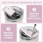 30 oz Tumbler with Handle Hidden Straw Stainless Steel Insulated - Image 4