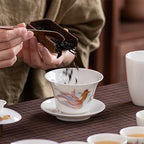 ICHAG Chinese Tea Set, Gongfu Tea Sets for Adults, China Gaiwan Teaset, 14-Piece Yangzhi Jade (茶具) Porcelain Set with Tea Pet, Portable Travel Teaset for Home, Outdoor, Office Gifts (White) - Image 4