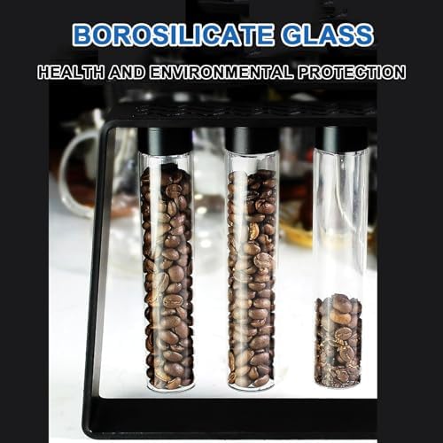 Single Dose Coffee Bean Storage Tubes, Coffee Bean Container, with 4 Pcs Glass Tubes, Capacity 45g, Pipe Cover Magnetic Attraction, for Coffee Bean Cellars - Image 4