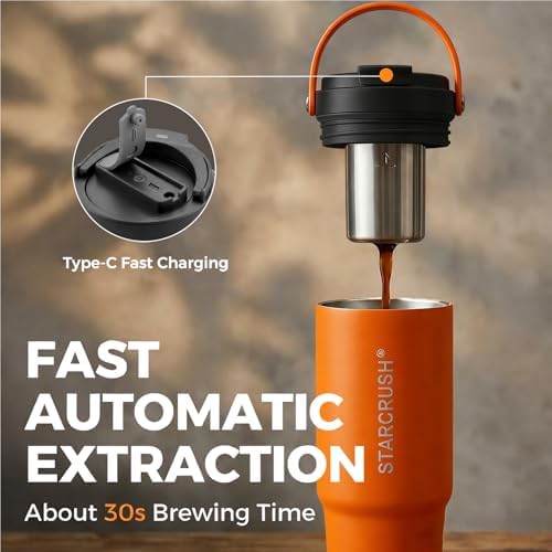 Portable Electric Espresso Maker, 30oz Insulated Stainless Steel Extraction Coffee Cup,Fast Brew with Pressure, Rechargeable, Leak Proof, BPA Free, Ideal for Travel,Commute and Office - Image 3