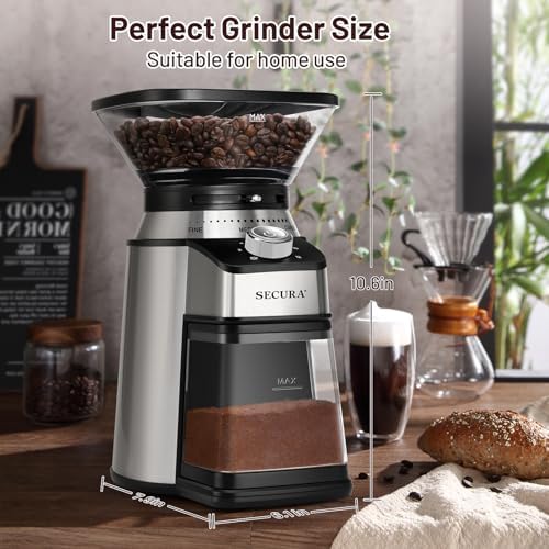 Secura Conical Burr Coffee Grinder Electric Coffee Bean Grinder with 17 Precise Grind Settings Automatic 2-12 Cups Coffee Grinder for Espresso French Press Coffee - Image 4