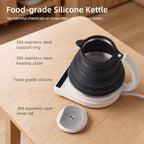 Food Grade Silicone Electric Travel Kettle with Temperature Control, 0. 55L (Black) - Image 7