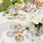 20 PCS Porcelain Tea Set, 700ml/23oz Ceramic Purple Pot Set - Image 6