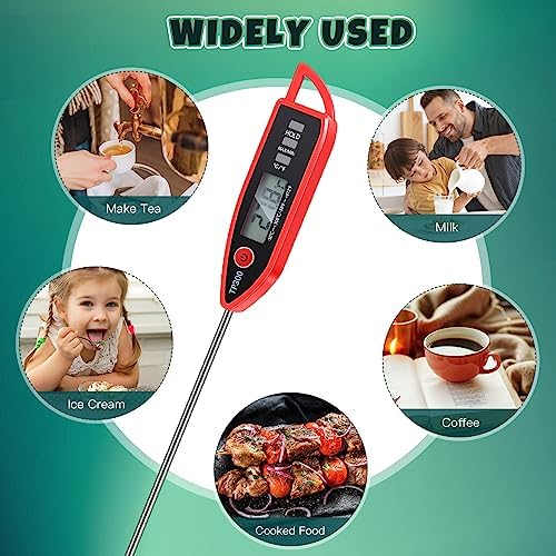 Copkim 12 Set Digital Food Thermometer Long Probe Instant,Red - Image 7