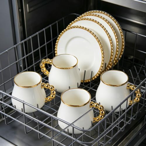 8 Oz Cappuccino Cups Set of 6, Latte Cups with Saucer and Spoons - Image 6