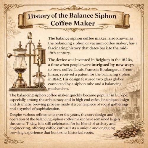 Nispira Belgian Balance Syphon Vacuum Coffee Maker, 500 ml Vintage Gravity Brewing System, Silver Finish, Manual Tabletop Coffee Brewer - Image 6
