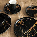 Stone Lain Gold Splash Dinnerware Set - Black & Gold, Set of 16 - Image 4