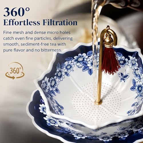 Umbrella Tea Filter, Ceramic Umbrella Shape Tea Strainer, 360° Rotating Loose Leaf Infuser For Coffee & Tea Brewing, Umbrella Tea Strainer For Cup, Tea Umbrella Diffuser With Fine Mesh (blue) - Image 2