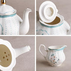 fanquare 21 Pieces Vintage White Camellia Porcelain Tea Set for Adults - Image 4