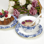 Bone China Tea Set for Adults, 13-Piece Blue and White Porcelain Tea Set for 4, Vintage Floral Tea Set With Teapot and Teaspoons, Tea Party Sets for Women Gift (Blue C) - Image 5