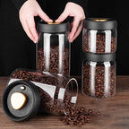 Glass Airtight Food Storage,Storage Jar,Coffee Container Coffee Bean Storage Tank Kitchen Glass Bottle Storage Tank Grain Storage Bottle Vacuum Sealed Tank Multi-purpose (Color : Black, Size : 900ml)( - Image 2