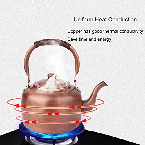 Vintage Copper Tea Kettle for Stovetop, Whistling Teapot with Brass Handle, Induction Gas Stove Compatible - Image 5