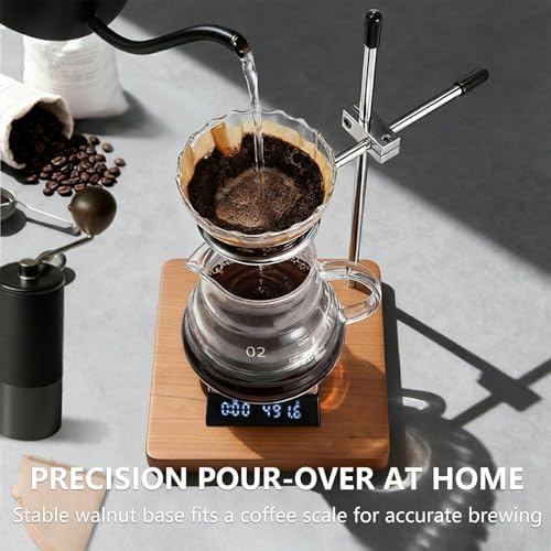 Solid Cherry Pour Over Coffee Stand - Stainless Steel Adjustable Dripper Holder, Wooden Brewing Station, Cone Brewer Rack, Barista Accessories & Kitchen Coffee Décor - Image 2