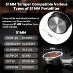IKAPE 51mm Espresso Tamper, Premium Barista Coffee Calibrated Tamper with Spring Loaded, 100% Stainless Steel Tamper Compatible with All 51MM Bottomless Portafilter (Black) - Image 2