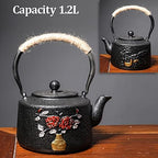 Tea Kettle,Cast Iron Teapot in Japanese Style,Tetsubin Tea Kettle with Stainless Steel Infuser,Die Casting Pattern Stove Safe Kettles,Traditional Iron Teapots,1.2L(Color:O) (Size : P) - Image 2
