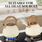 MARSKITOP Tea Kettle Stovetop, Loud Whistling Teapot, 2.6 Quart Cream White - Image 6