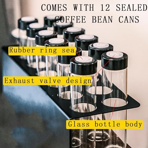 12 Tubes Coffee Bean Cellar, with Hopper, One-Way Exhaust Valve, Single Bottle 23-25​g, for Cafe, Kitchen - Image 2