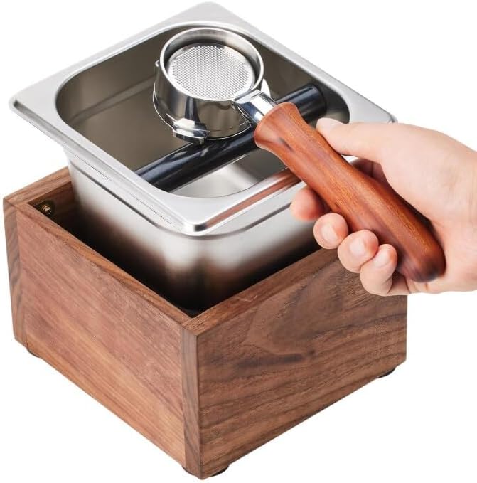 walnut knock box replacement for breville knockbox Sturdy solid wood and easy-clean stainless steel the espresso dump box Avoid coffee grounds splashing by Lookingforwardtoeveryshot%EF%BC%81
