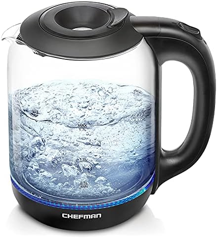 Chefman 1.7 Liter Electric Kettle With Easy Fill Lid, Cordless With Removable Lid And 360 Swivel Base, LED Indicator Lights by Chefman
