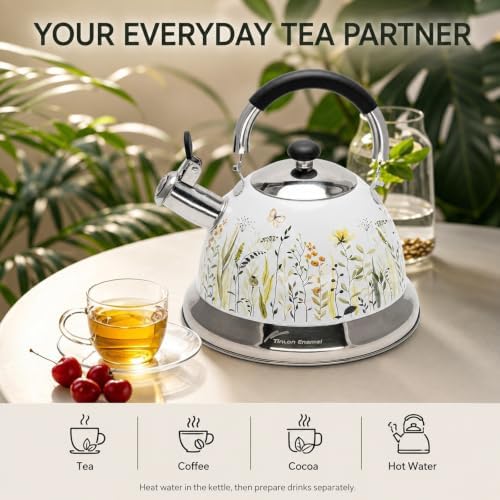 Tea Kettle, 3.1QT Whistling Stovetop Kettle, Folding Handle - Image 2
