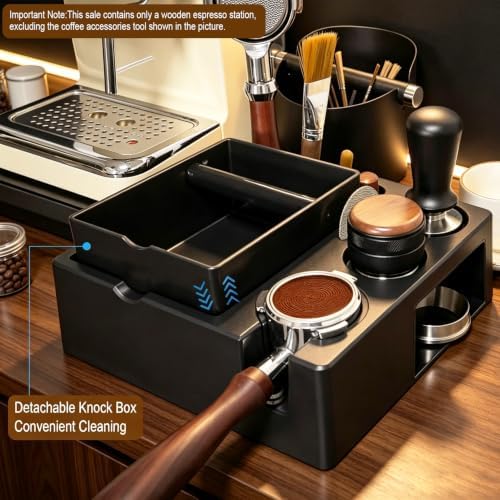 Espresso Tamping Station And Knock Box,ALL in 1 Espresso Organizer Station,Multifunctional Tamper Station Fit for 51/54/ 58mm Espresso Accessories,Removable Knock Box Espresso Station (Black, 51-58mm) - Image 6