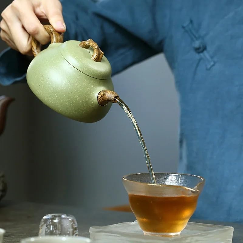 Tea Kettle Tea Pot Chinese Creative Purple Sand Green Clay Teapot Household Tea Ceremony Supplies Handmade Coffee Pot Travel Portable Teapot Teapot for Infuser Tea Kettle 300ml Tea Pot for Stove - Image 6