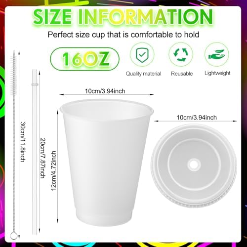 Honeydak 30 Pack 16 oz Glow in the Dark Halloween Cups, Fluorescent Green - Image 4