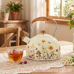 Sylfaen Tea Kettle for Stove Top, 2.5 Quart Floral Whistling Kettle, Beige - Image 7