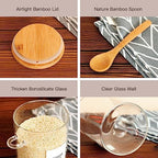 HHMJSM 6 Pcs Glass Jar with Bamboo Lid and Spoon - 17 oz Large Sugar Container with 148 Kitchen Pantry Spice Jar Labels Preprinted - Glass Containers with Wooden Lids Hold Coffee, Tea, Candy - Image 6