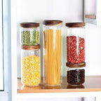 Glass Canisters Set of 5 for the kitchen, Glass Storage Container jars with Airtight Acacia Lid for Coffee Beans, Flour, Sugar, Rice and Spaghetti and etc - Image 6