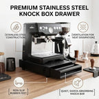 Espresso Coffee Knock Box Drawer, Removable Rubber Strike Wood Pole Coffee Knock Box Drawer, Stainless Steel Coffee Powder Box Non Slip Base (Black) - Image 5