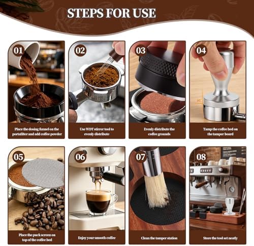 8 PCS Espresso Accessories Kit, 51mm Coffee Tamper Set - Image 5