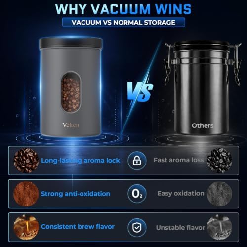 Veken Electric Vacuum Coffee Canister with Window, Auto-Seal Container,19OZ - Image 5