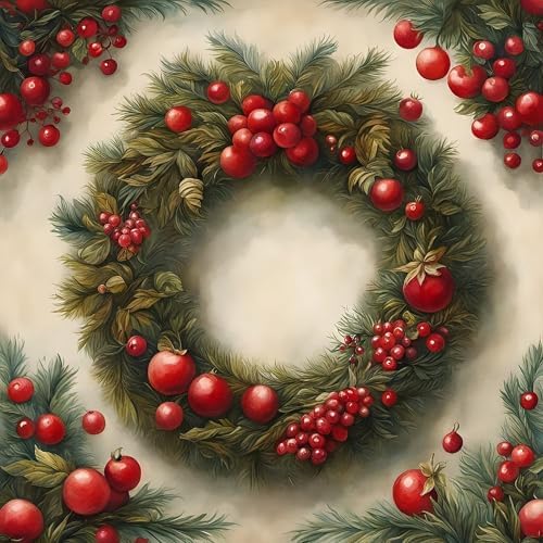 CafePress Very Berry Wreath Tumbled Stone - Set of 4 Coasters Set of 4 w/holder - Image 2