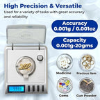 AWS Gemini-20 Milligram Scale 20g x 0.001g–Digital Jewelry/Lab Scale for Powder, Gold, Gems – Includes Calibration Weights, Tweezers & Tray–Tare, Cal, 6 Units (Gemini - 20 - Silver) - Image 4