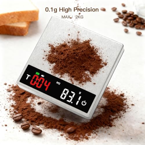 MAXUS Coffee Scale with Timer 2000g x 0.1g, Espresso Scale with USB-C Rechargeable, Stainless Steel Digital Kitchen Scale for Coffee Brewing, Food, and Baking - Image 4