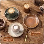 Espresso Cups Set, Latte Mugs Set of 4 Small Ceramic Coffee Mugs with 4 Saucers 4 Spoons Espresso Accessories for Machine Cappuccino Macchiato Latte Flat White Mocha Tea - Image 5