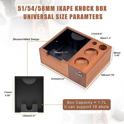 IKAPE Espresso Knock Box, Espresso Coffee Organizer Box Fit for Storage 51, 54, 58MM Espresso Tamper, Distributor, Portafilter & Puck Screen Accessories, Natural Sandywood Station Base - Image 2
