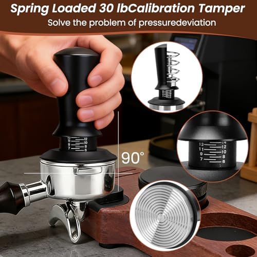9-in-1 Espresso Tool Set: 58mm Tamper, WDT Tool, Distributor, Magnetic Funnel, Puck Screen, Brush, Cleaning Cloth, Latte Art Needle & Wooden Stand for Breville De'Longhi - Image 2