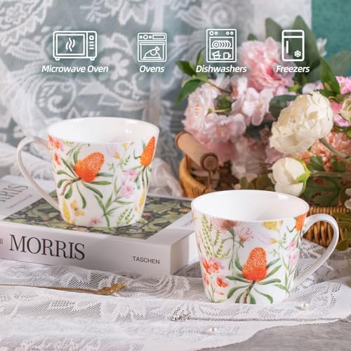 KAMMAK Bone China Coffee Mugs, 16oz Ceramic Tea Cups, Set of 2 - Image 3